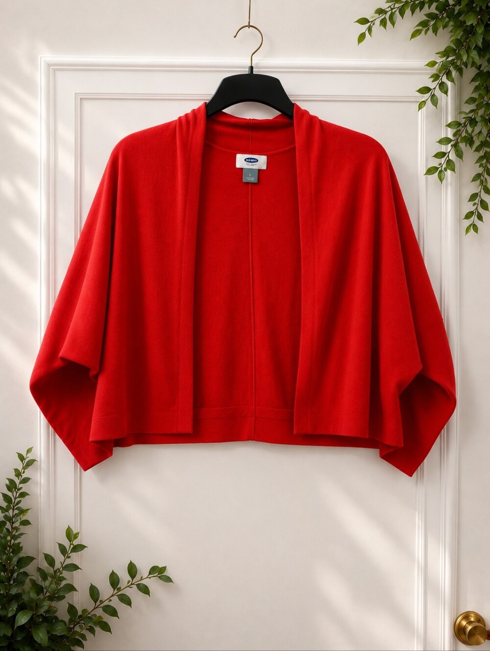 Old Navy Minimalism Normcore Pop Of Red Thread Cropped Fit Cardigan Size Large